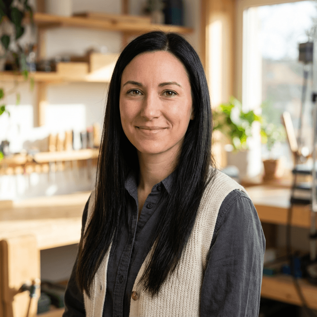 Female homeowner in her early 30s, White, thoughtful professional style