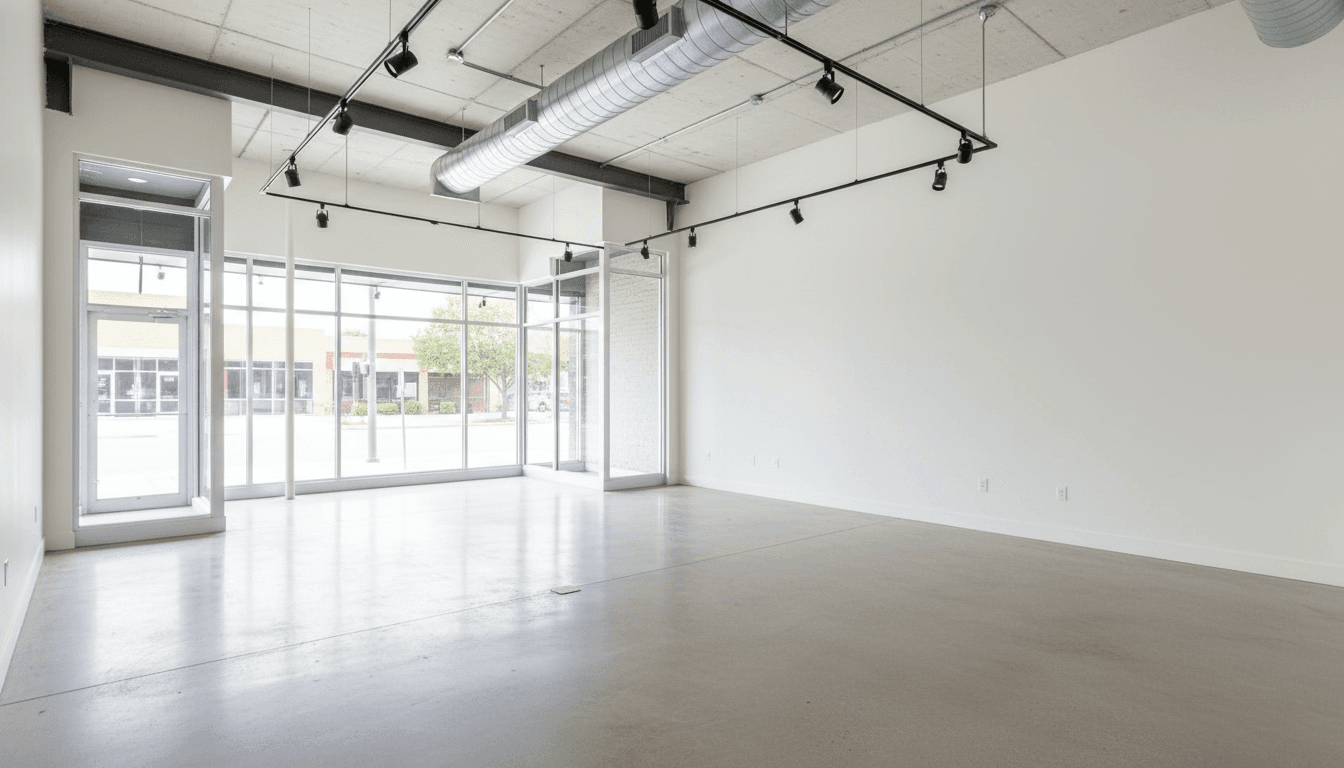 Empty commercial retail unit with large windows